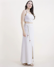 Load image into Gallery viewer, Cord Belt Front Slit Maxi Skirt
