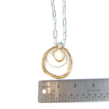 Load image into Gallery viewer, Triple Loop Hammer Silver &amp; Gold Long Necklace
