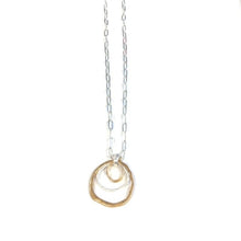 Load image into Gallery viewer, Triple Loop Hammer Silver &amp; Gold Long Necklace
